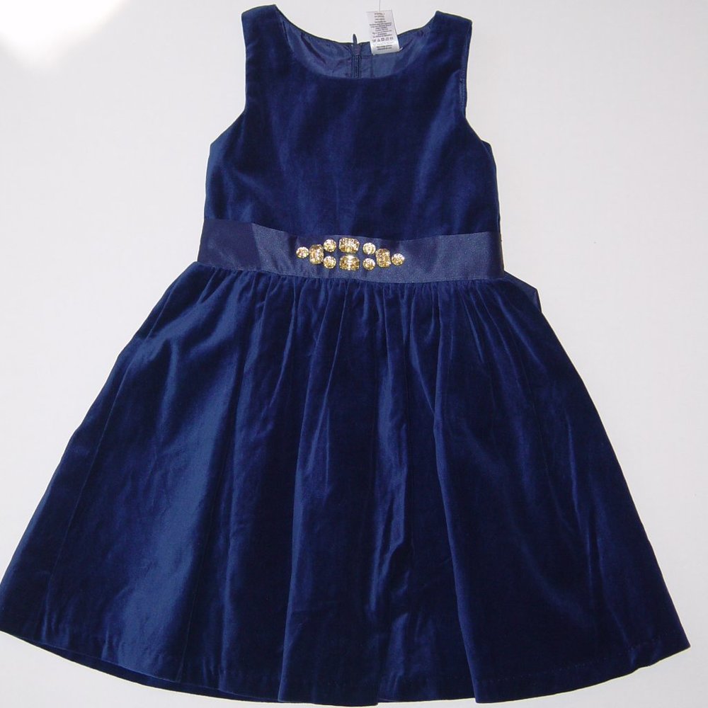 NWT Gymboree holiday Dress size 4 dark blue velvet with gems formal